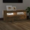 TV staliukas TV spintelė su LED apšvietimu, dūminio ąžuolo, 90x35x40cm