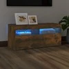 TV staliukas TV spintelė su LED apšvietimu, dūminio ąžuolo, 90x35x40cm