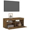 TV staliukas TV spintelė su LED apšvietimu, dūminio ąžuolo, 90x35x40cm