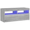 TV staliukas TV spintelė su LED apšvietimu, pilka ąžuolo, 90x35x40cm