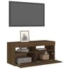 TV staliukas TV spintelė su LED apšvietimu, ruda ąžuolo, 90x35x40cm