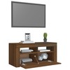 TV staliukas TV spintelė su LED apšvietimu, ruda ąžuolo, 90x35x40cm