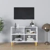 TV staliukas TV spintelė su medinėmis kojelėmis, balta, 69,5x30x50cm
