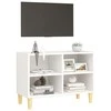 TV staliukas TV spintelė su medinėmis kojelėmis, balta, 69,5x30x50cm