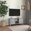 TV staliukas TV spintelė su medinėmis kojelėmis, betono pilka, 103,5x35x50cm