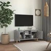 TV staliukas TV spintelė su medinėmis kojelėmis, betono pilka, 103,5x35x50cm
