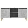 TV staliukas TV spintelė su medinėmis kojelėmis, betono pilka, 103,5x35x50cm
