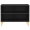TV staliukas TV spintelė su medinėmis kojelėmis, juoda, 69,5x30x50cm