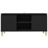 TV staliukas TV spintelė su medinėmis kojelėmis, juoda, 103,5x35x50cm