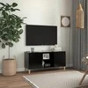 TV staliukas TV spintelė su medinėmis kojelėmis, juoda, 103,5x35x50cm