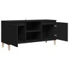 TV staliukas TV spintelė su medinėmis kojelėmis, juoda, 103,5x35x50cm