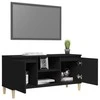 TV staliukas TV spintelė su medinėmis kojelėmis, juoda, 103,5x35x50cm