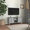 TV staliukas TV spintelė su medinėmis kojelėmis, pilka, 103,5x35x50cm