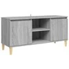TV staliukas TV spintelė su medinėmis kojelėmis, pilka, 103,5x35x50cm