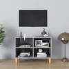 TV staliukas TV spintelė su medinėmis kojelėmis, pilka, 69,5x30x50cm