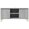 TV staliukas TV spintelė su medinėmis kojelėmis, pilka, 103,5x35x50cm