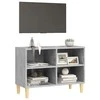 TV staliukas TV spintelė su medinėmis kojelėmis, pilka, 69,5x30x50cm