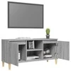 TV staliukas TV spintelė su medinėmis kojelėmis, pilka, 103,5x35x50cm