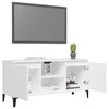 TV staliukas TV spintelė su metalinėmis kojelėmis, balta, 103,5x35x50cm
