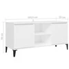 TV staliukas TV spintelė su metalinėmis kojelėmis, balta, 103,5x35x50cm