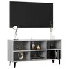 TV staliukas TV spintelė su metalinėmis kojelėmis, pilka, 103,5x30x50cm