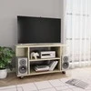 TV staliukas TV spintelė su ratukais, sonoma ąžuolo sp., 80x40x45cm, mediena