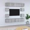 TV staliukas TV spintelių komplektas, 10 dalių, pilkas ąžuolo, mediena