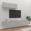 TV staliukas TV spintelių komplektas, 3 dalių, betono pilkas, mediena