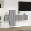 TV spintelių komplektas, 3 dalių, pilkas ąžuolo, mediena