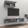 TV staliukas TV spintelių komplektas, 3 dalių, pilkas ąžuolo, mediena