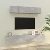 TV staliukas TV spintelių komplektas, 4 dalių, betono pilkas, mediena