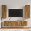 TV staliukas TV spintelių komplektas, 4 dalių, dūminio ąžuolo, mediena