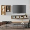 TV staliukas TV spintelių komplektas, 4 dalių, dūminio ąžuolo, mediena