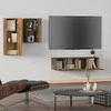 TV staliukas TV spintelių komplektas, 4 dalių, dūminio ąžuolo, mediena