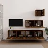 TV staliukas TV spintelių komplektas, 4 dalių, dūminio ąžuolo, mediena