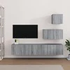 TV staliukas TV spintelių komplektas, 4 dalių, pilkas ąžuolo, mediena