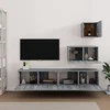 TV staliukas TV spintelių komplektas, 4 dalių, pilkas ąžuolo, mediena