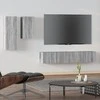 TV staliukas TV spintelių komplektas, 4 dalių, pilkas ąžuolo, mediena