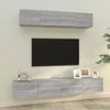 TV staliukas TV spintelių komplektas, 4 dalių, pilkas ąžuolo, mediena