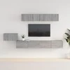 TV staliukas TV spintelių komplektas, 5 dalių, pilkas ąžuolo, mediena