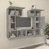 TV staliukas TV spintelių komplektas, 6 dalių, betono pilkas, mediena