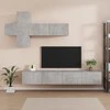 TV staliukas TV spintelių komplektas, 7 dalių, betono pilkas, mediena