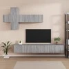 TV staliukas TV spintelių komplektas, 7 dalių, pilkas ąžuolo, mediena