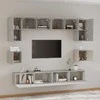 TV staliukas TV spintelių komplektas, 8 dalių, betono pilkas, mediena