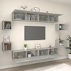 TV staliukas TV spintelių komplektas, 8 dalių, betono pilkas, mediena