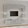 TV staliukas TV spintelių komplektas, 8 dalių, betono pilkas, mediena