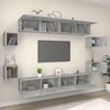 TV staliukas TV spintelių komplektas, 8 dalių, pilkas ąžuolo, mediena
