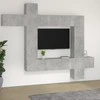 TV staliukas TV spintelių komplektas, 9 dalių, betono pilkas, mediena
