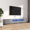 TV staliukas TV spintelių komplektas su LED, 3 dalių, pilkas ąžuolo, mediena