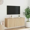 TV staliukas Prie sienos montuojama TV spintelė, ąžuolo spalvos, 100x30x41cm